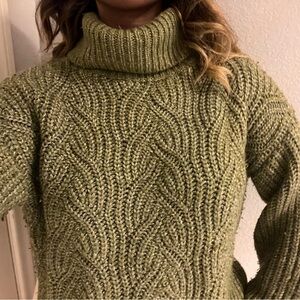Women's Olive Green Turtleneck Sweater